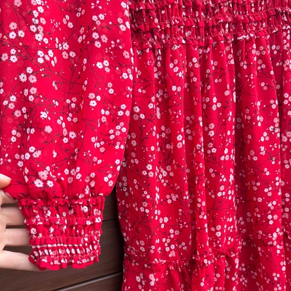 Max Studio Red Floral Long Sleeve Dress - Picture 4 of 5